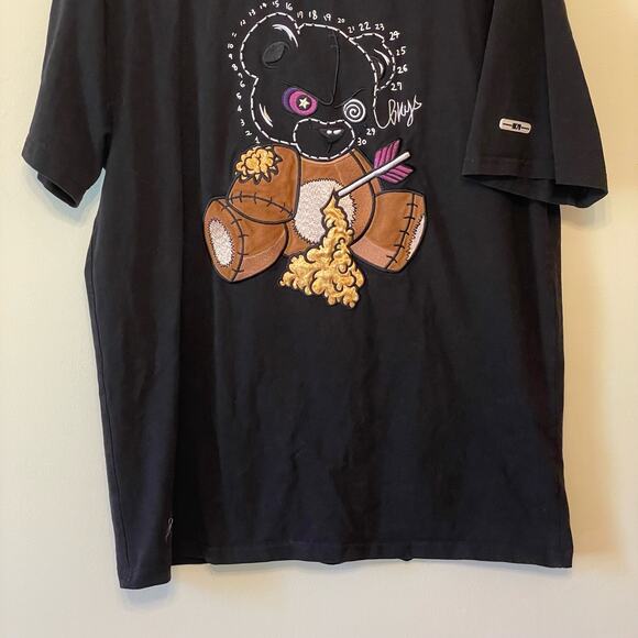 BKYS 2XL black short sleeve t-shirt embroidered bear toy fire arrow cute goth - Picture 3 of 7